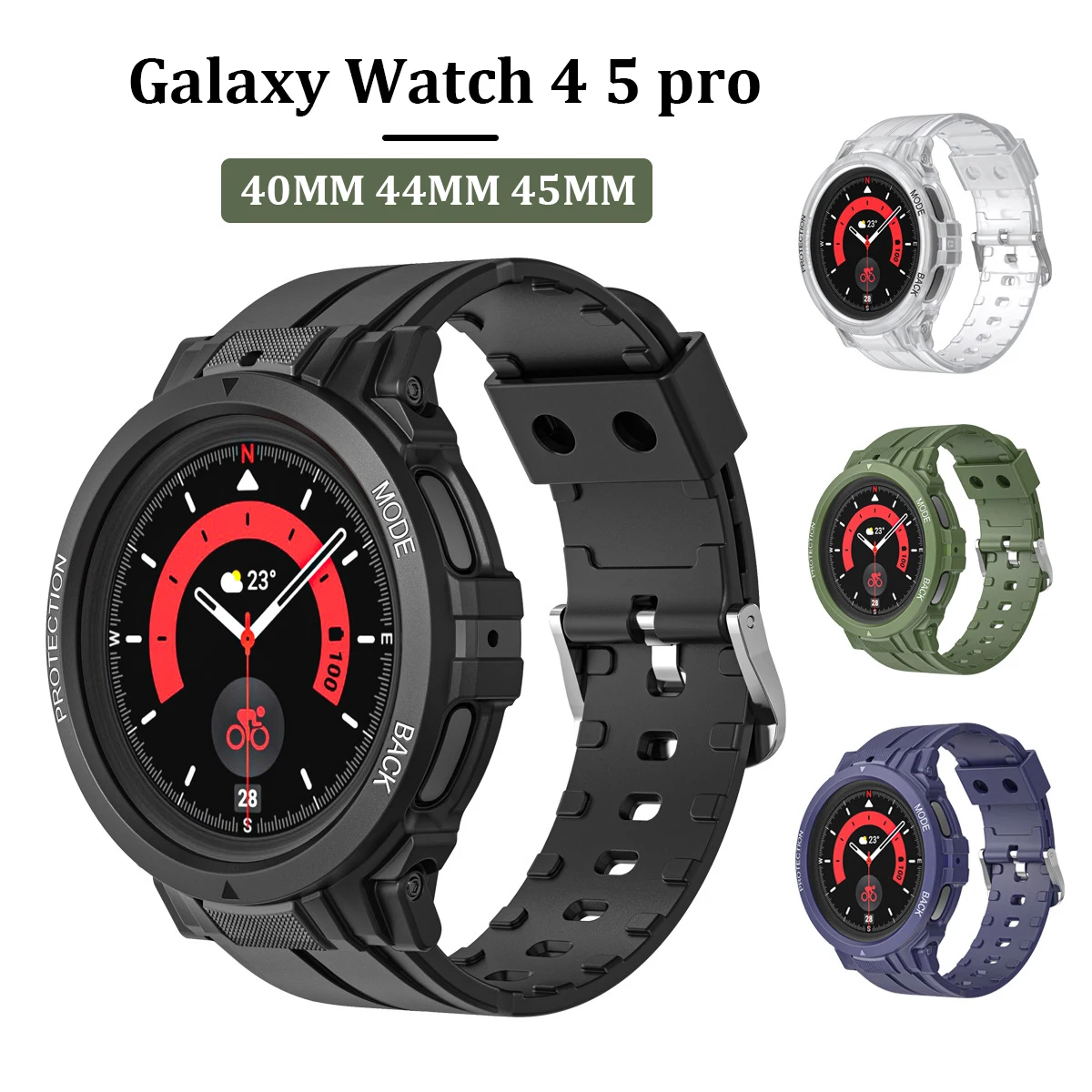 Sports TPU Band Case For Samsung Galaxy Watch 4 5 40 44mm Women Men Wrist Bracelet Strap Protector for galaxy watch 5 pro 45mm