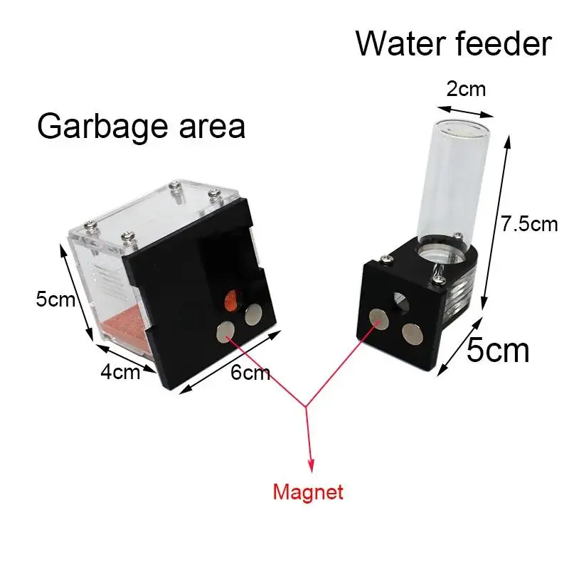 Ферма муравьев с внешней водяной башней и мусорной зоной Желтый почвенный дом из