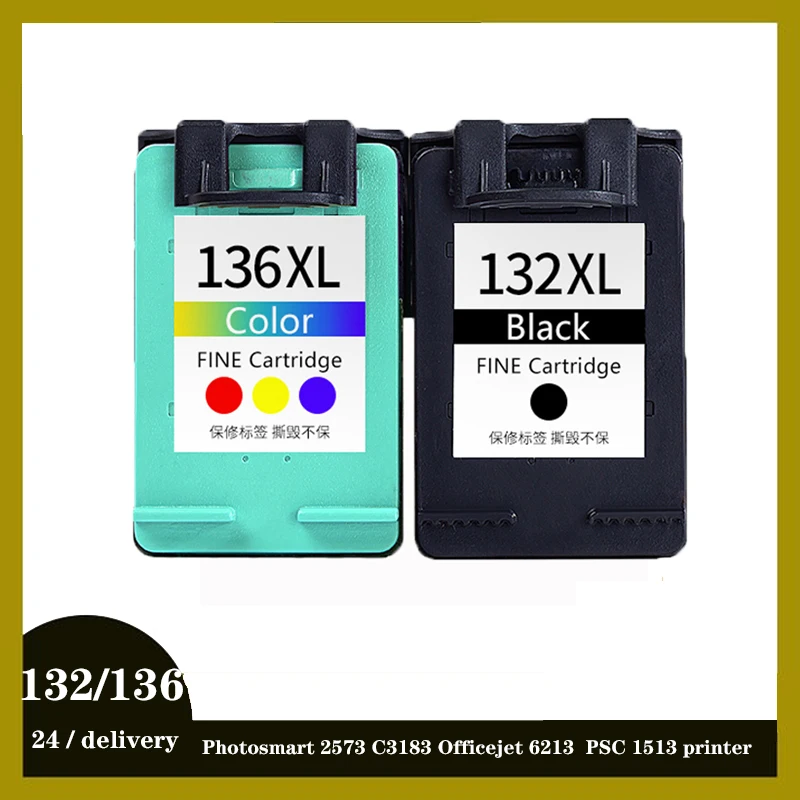 

einkshop 132 136 Remanufactured Ink Cartridge Replacement for HP 132 136 Photosmart 2573 C3183 Officejet 6213 PSC 1513 printer