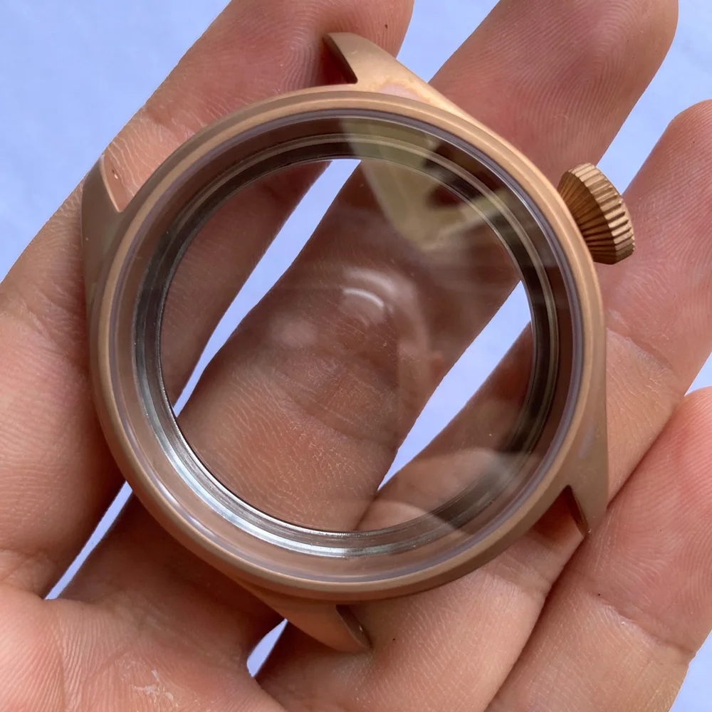 Solid 43mm CUSN8 Bronze Material Pilot's Watch Case Sapphire Glass Fit ETA6497/6498 ST36 Hand Winding Movement enlarge
