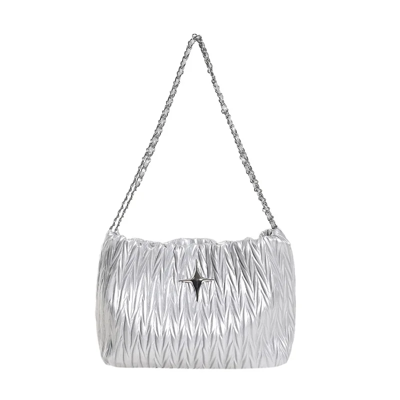 Niche pleated bucket bag female 2023 new summer fresh underarm bag fashion leisure chain single shoulder cross-body bag