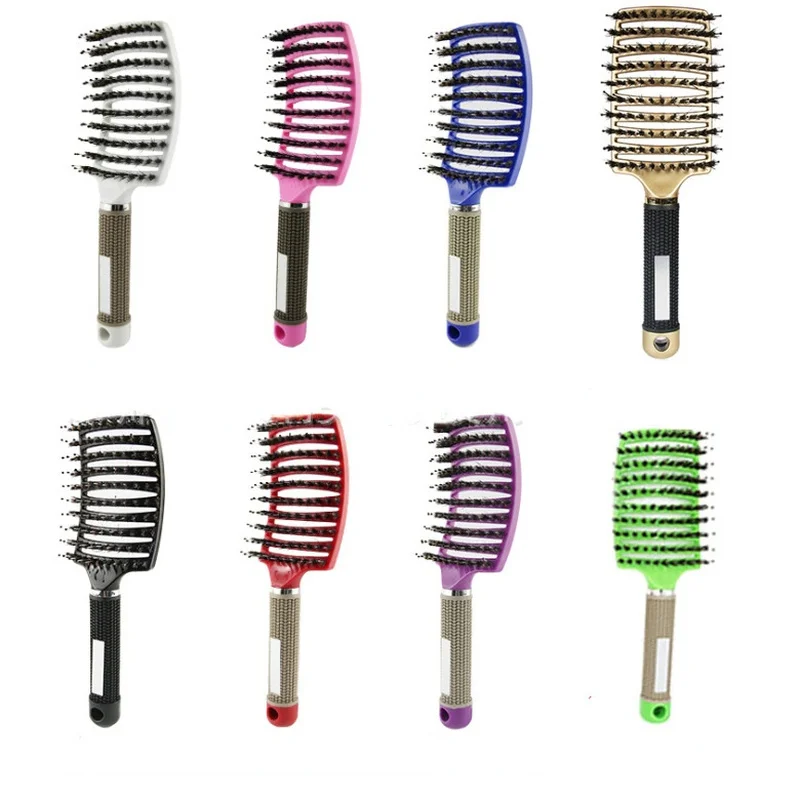 Women Men Hair Scalp Massage Comb Bristle & Nylon Hairbrush Wet Curly Detangle Hair Brush for Salon Hairdressing