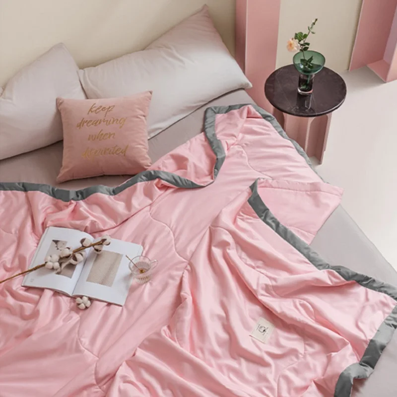 

100% Cotton Quilt Antibacterial and Anti-mite Bedspreads Single Double Breathable Sofa Office Bed Travel Quilts Throw Blanket