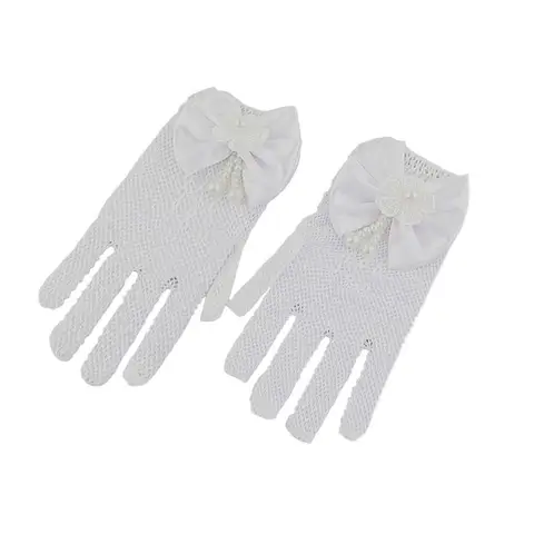Сетчатые перчатки с бантом аксессуары для платья детские перчатки принцессы для мальчиков белые детские кремовые кружевные сетчатые перчатки детали для церемонии