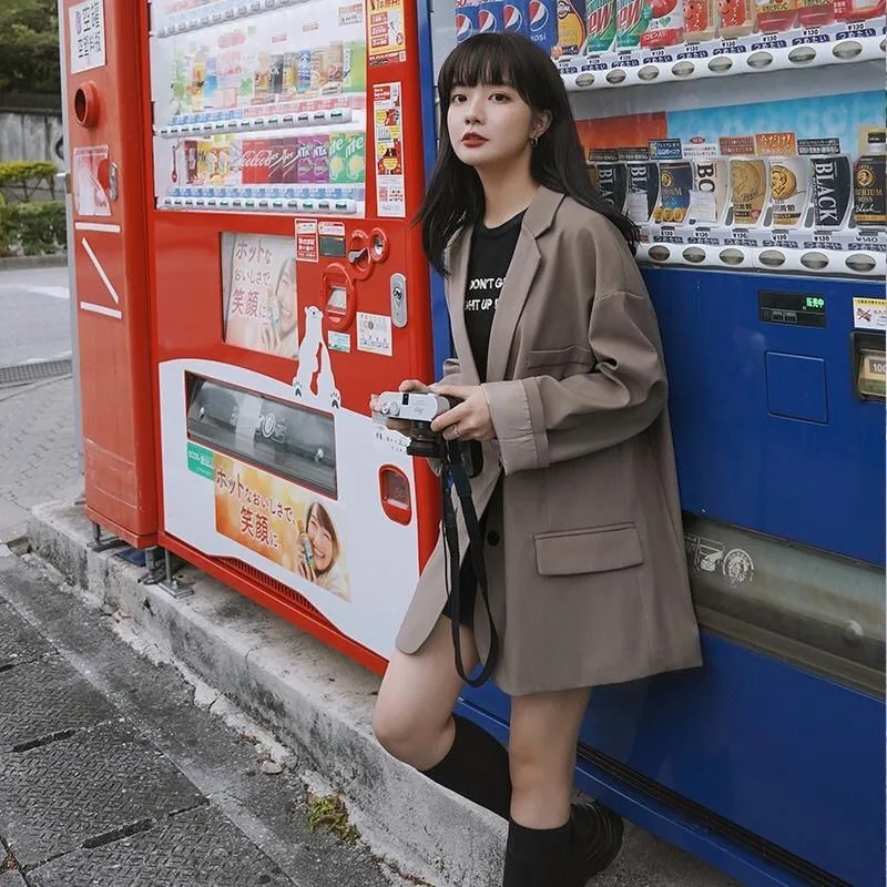 Suit Jacket 2022 Spring Autumn New Style Comfortable And Simple Long-sleeved Casual Street Style Female Office Double-breasted