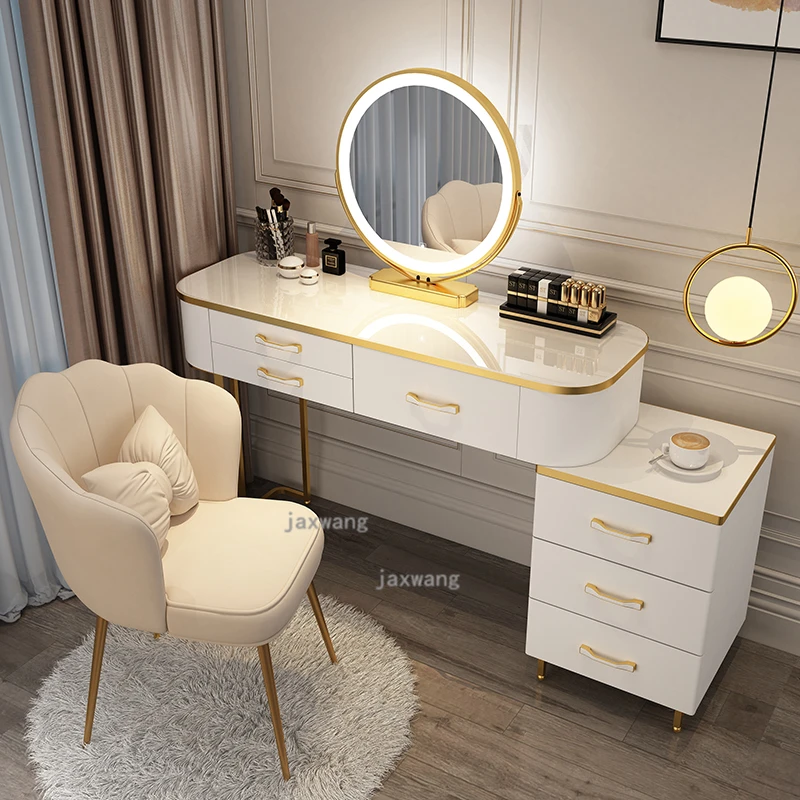 

Nordic Vanity desk for Bedroom Light Luxury Modern Dressing Table Bedroom Furniture Dressers with side Cabinet Bedside Table Z