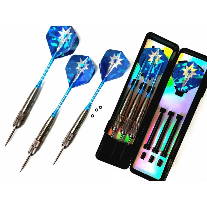 

Professional 3PCS 26g Steel Tip Darts Pure Copper Shockproof Tungsten Needle Aluminum Dart Shaft Iron with Blue Dart Flights New