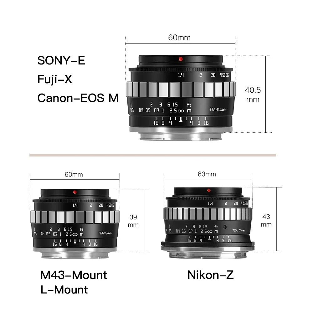 Объектив TTArtisan 23 мм F1.4 с ручной фокусировкой для Sony E Mount a6300 Fuji XA XT3 XE Canon M6 Panasonic Olympus