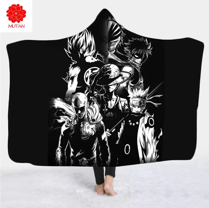

Одеяло с капюшоном для мужчин и женщин, стильное цельнокроеное покрывало с аниме мультяшными картинами, 3D принт, для взрослых, 021