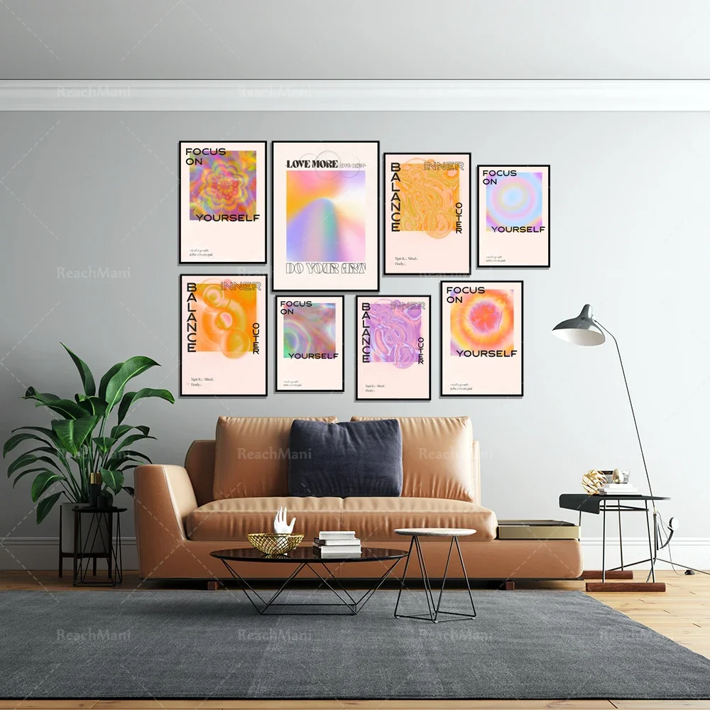 Ретро психоделический плакат градиентное искусство психоделическое с ореолом