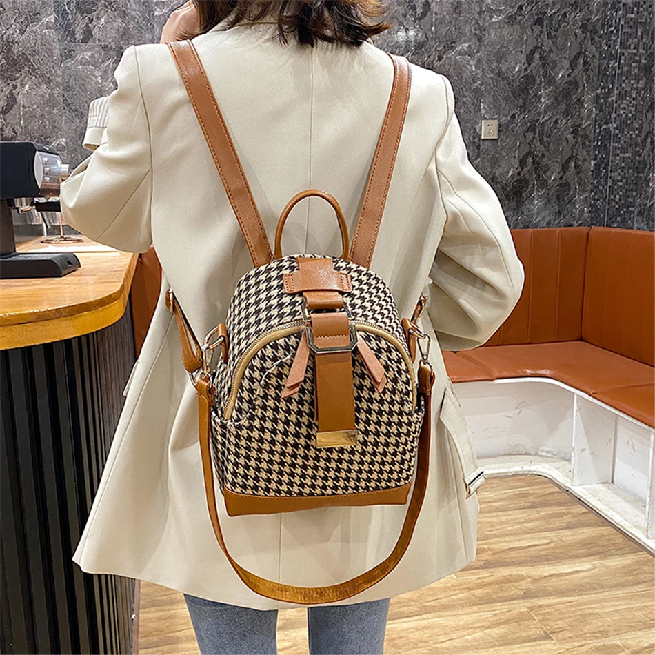 

Large Capacity Girls Fashion Backpack Multifunctional Lady Bag Travel Back Bag Fashion Backpack Cotton Leather Backpacks