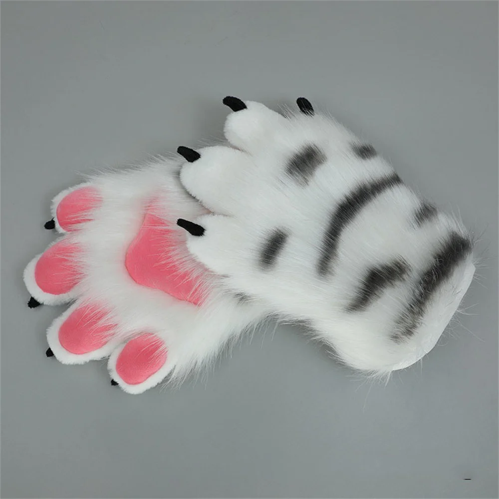 

Милые плюшевые перчатки с тигром, перчатки с имитацией кошачьих когтей для косплея, пушистые аниме-костюмы Лолиты на Хэллоуин, повязка на голову