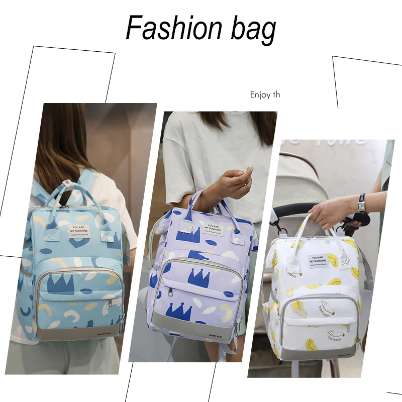 Crown Banana Baby Diaper Bag Travel Large Capacity Backpack Multi-function Nappy Bag Organizer Waterproof Baby Stroller Bag