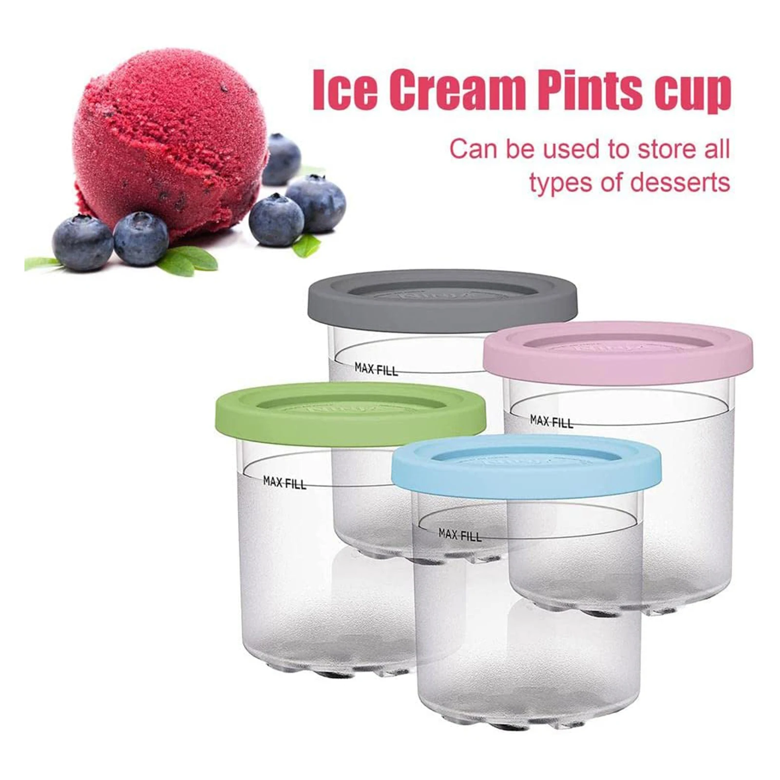 

C300s Ice Pints Storage Cup Lid Reusable Yogurt With Cream Ice For Container Sealing Series For Jar 2/4pcs Ninja