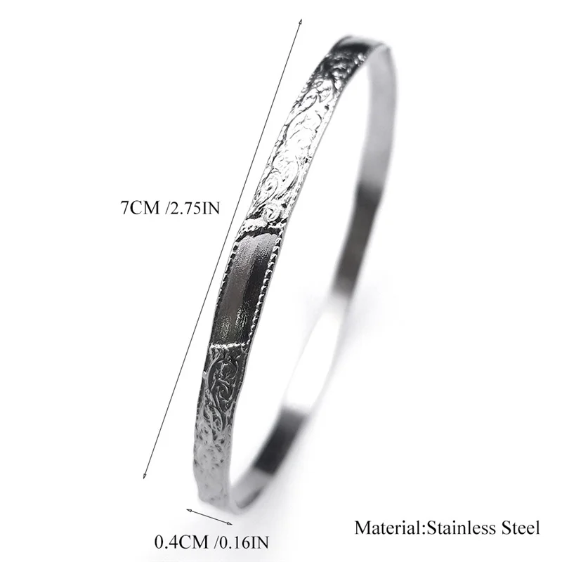 Минималистичный браслет из нержавеющей стали с резьбой для женщин и мужчин
