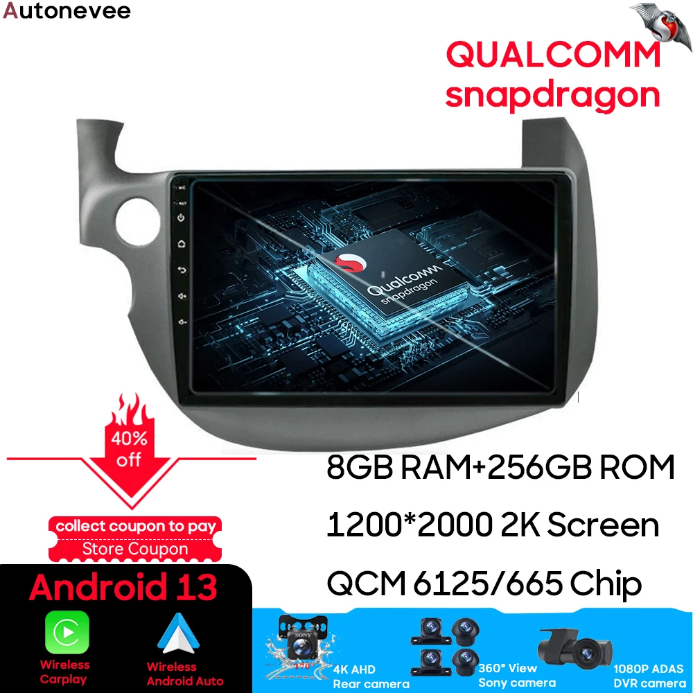 

Qualcomm Snapdragon Android 13 для Honda City Grace 1 2014 - 2017 Автомобильное радио Мультимедийный видеоплеер GPS-навигация DSP Carplay