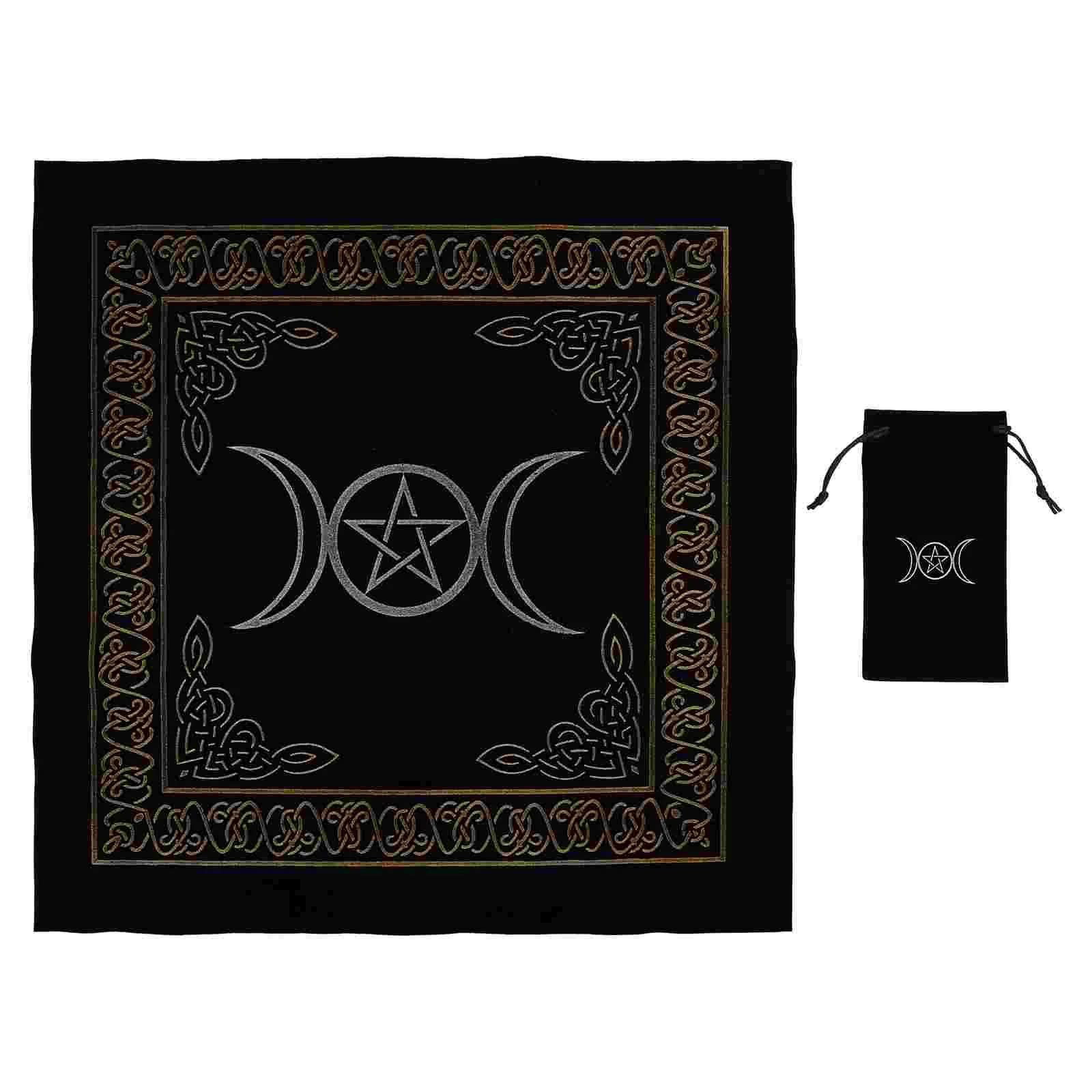 

Black Desk Mat Tarot Tablecloth Divination Velour Cloths Cards Pouch Tapestry 50X50X0.1CM