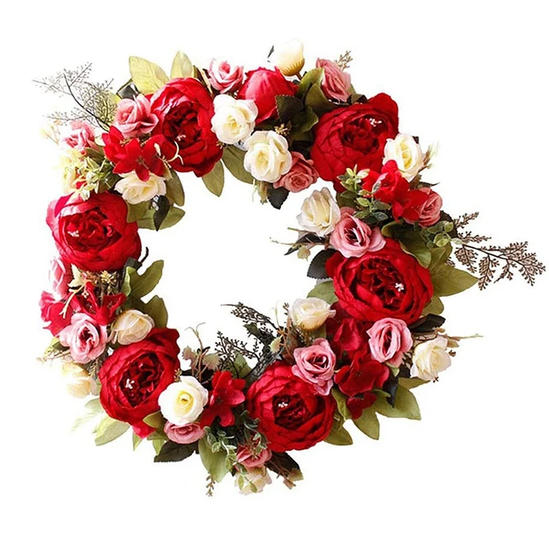 

Весенний венок с пионами, венок с розой на дверь, витрина на весну, Пасху, на день матери, лето, для дома и кухни