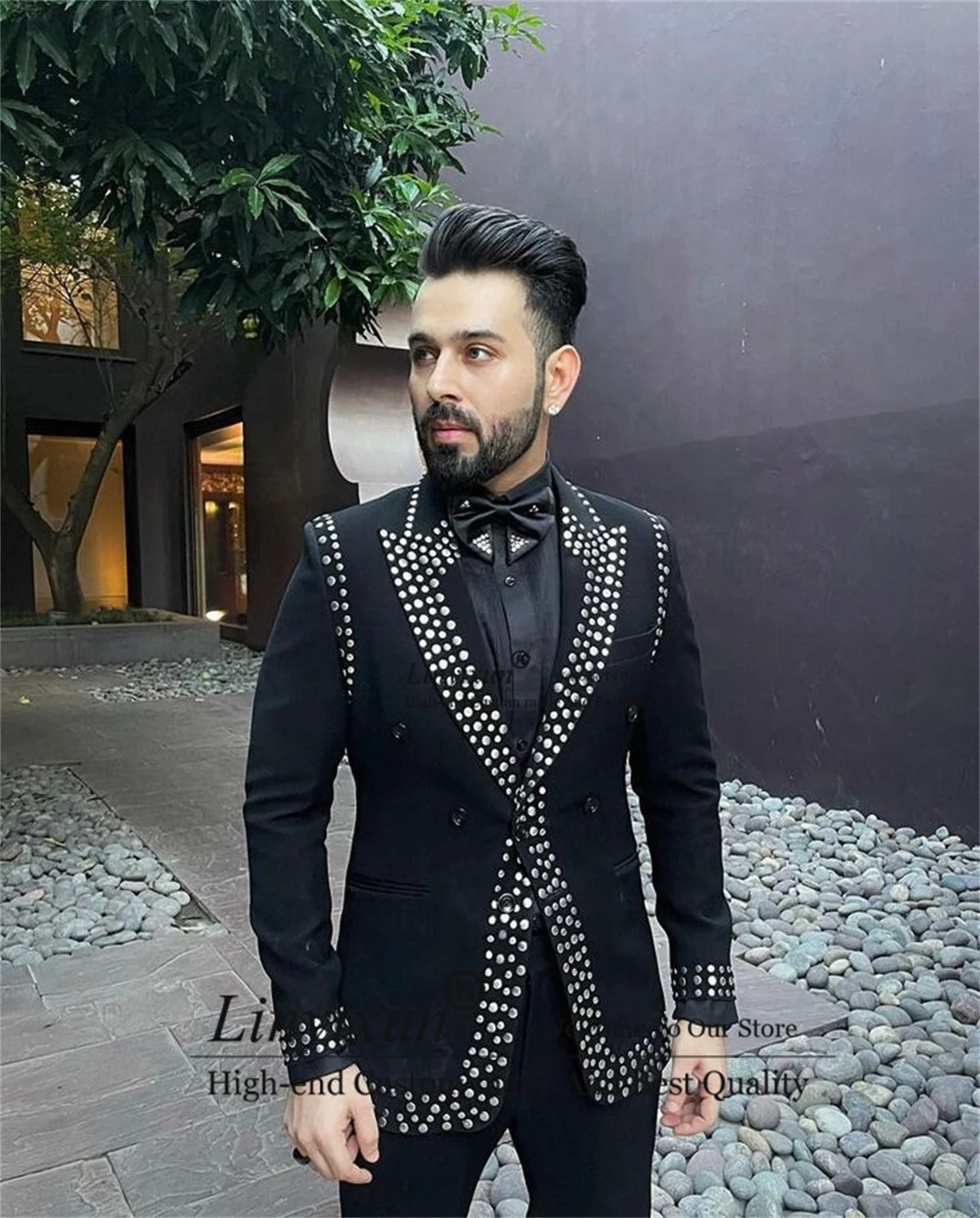 Роскошный смокинг с драгоценными камнями и бисером мужские костюмы зубчатыми