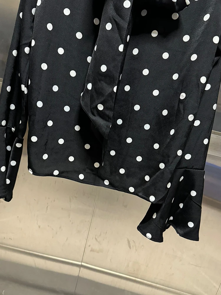 Женская рубашка в горошек VGH с воротником-стойкой и длинным рукавом