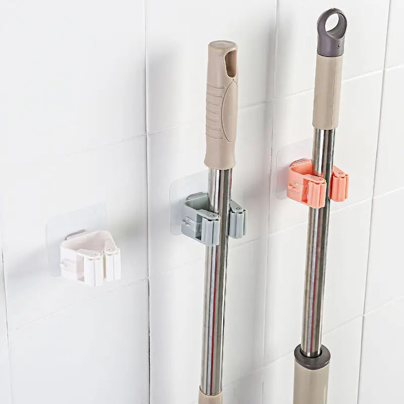

Nail-free multi-functional seamless mop rack storage mop hook bathroom bathroom wall hanging broom rack mop clip