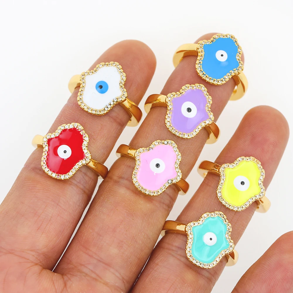 Модные кольца позолоченные стиль хамсы милые ювелирные изделия эмалевое кольцо