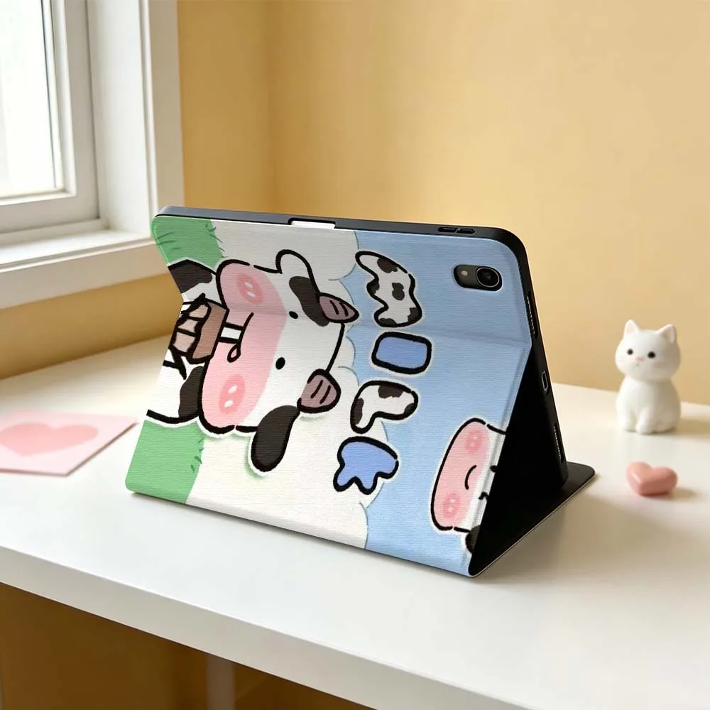 Фото Чехол для планшета Apple iPad Pro Mini A16 A17 A14 4 5 6 7 6-го 7-го поколения 9.7 12.9 11 13 M4 дюймов, мягкий, с дизайном «Корова» и надписью «Moo» №5