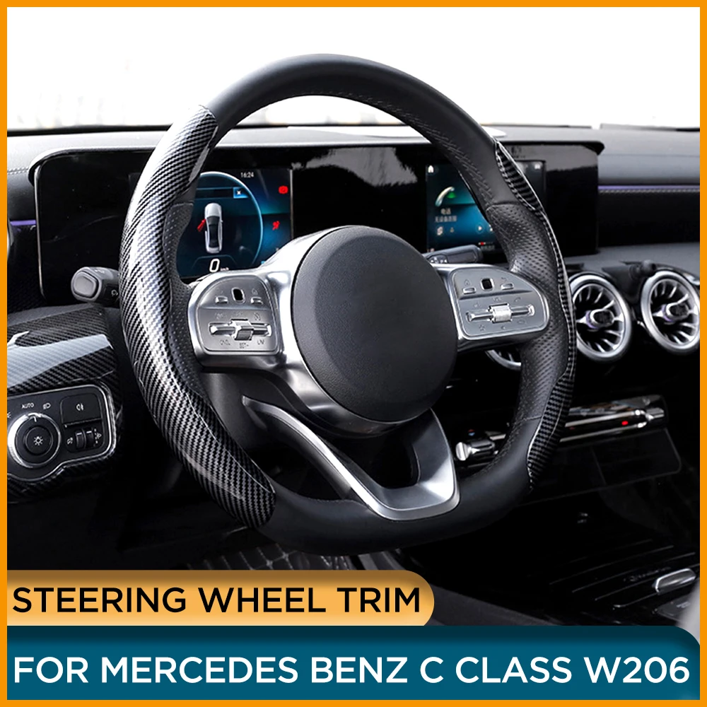 

Carbon Line Water Printing Steering Wheel Trim For Mercedes Benz C Class W206 2022 Interior Mouldings For Benz W206 ACCESSORIES