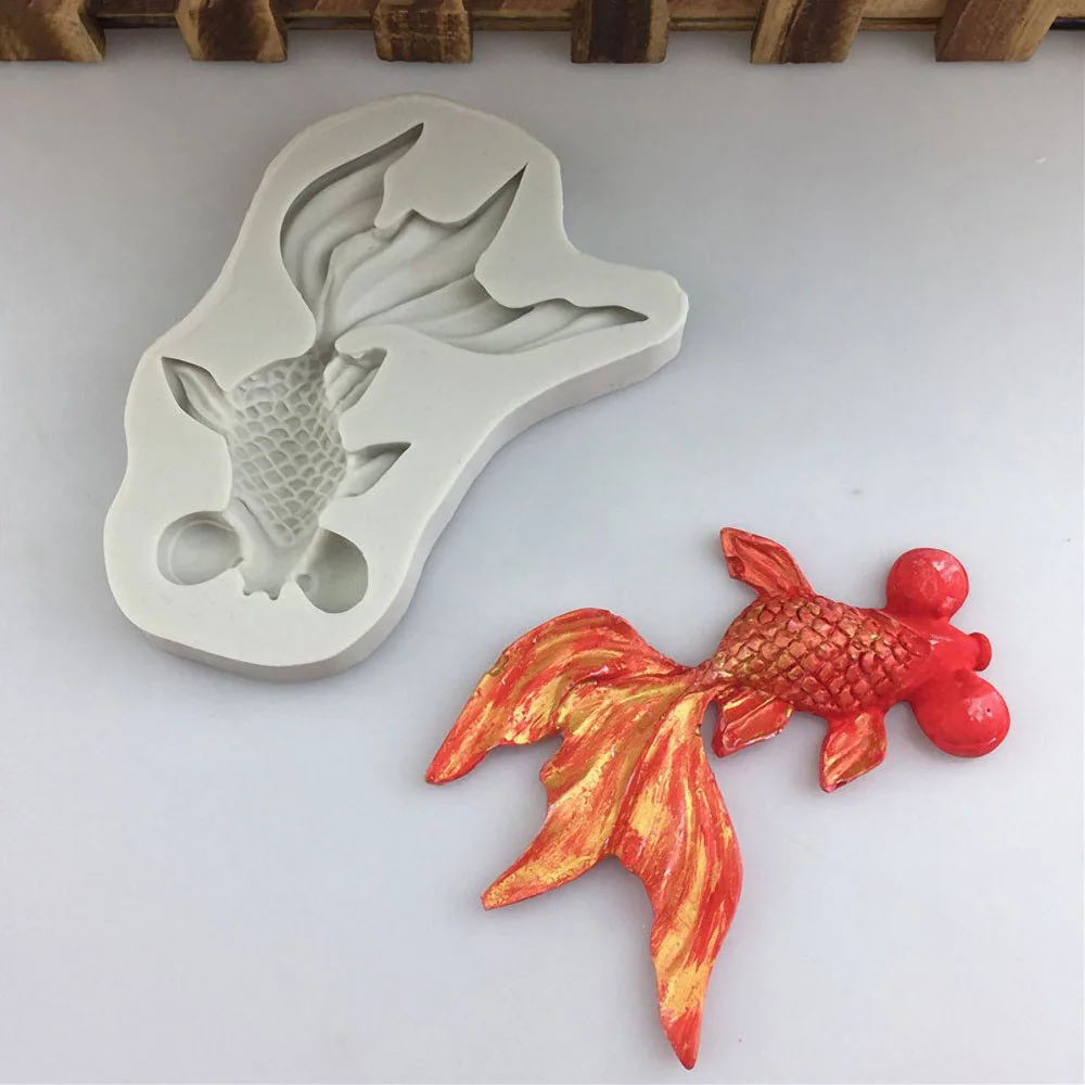 

Goldfish Carp Silicone Mold Beautiful Tail Soap Mould Silica Gel Fish Chocolate Sugar Candy Pudding Baking Tool Kitchen Bakeware