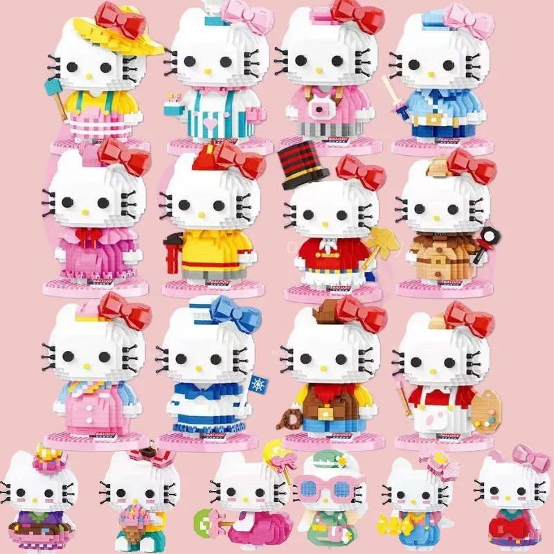 

8/9cm Sanrio Hello Kitty Building Blocks Bricks Anime HelloKitty Occupations Action Figure Cartoon Model Doll Toy For Kid Gift