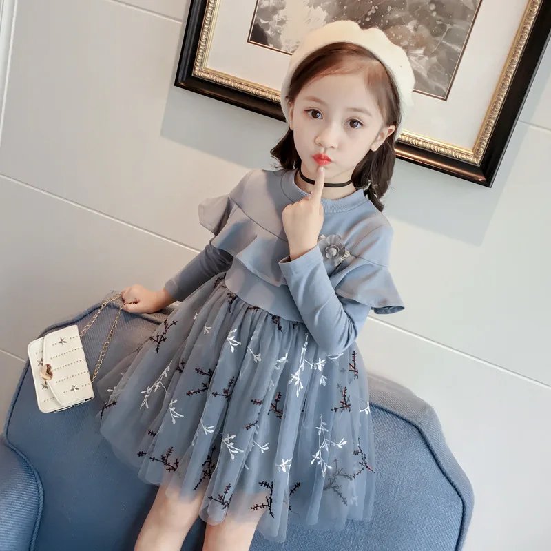 

Girls Dress Fashion Spring & Autumn Stitching Long Sleeve Princess Dress Kids dresses childrens clothing 2-7T