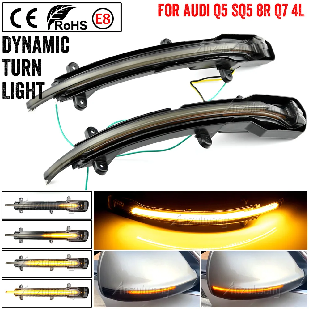 

2Pcs Car Dynamic LED Turn Signal Light For Audi Q5 SQ5 8R Q7 4L Rearview Mirror Blinker Indicator