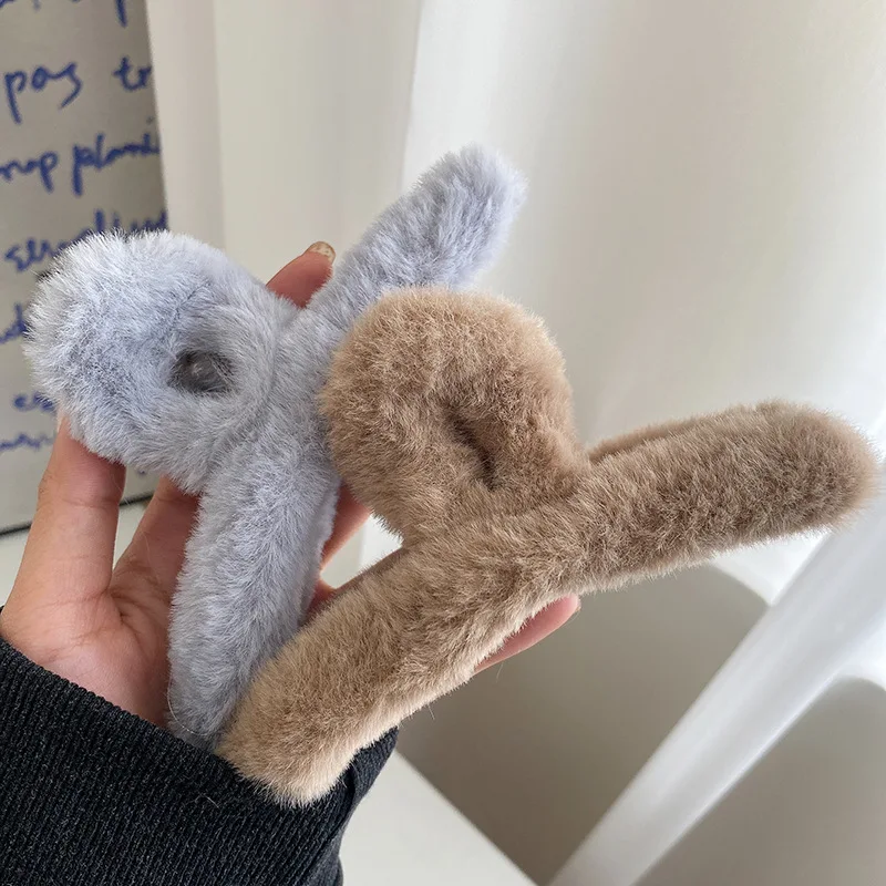 Женская заколка-краб из искусственного меха зимний аксессуар для волос