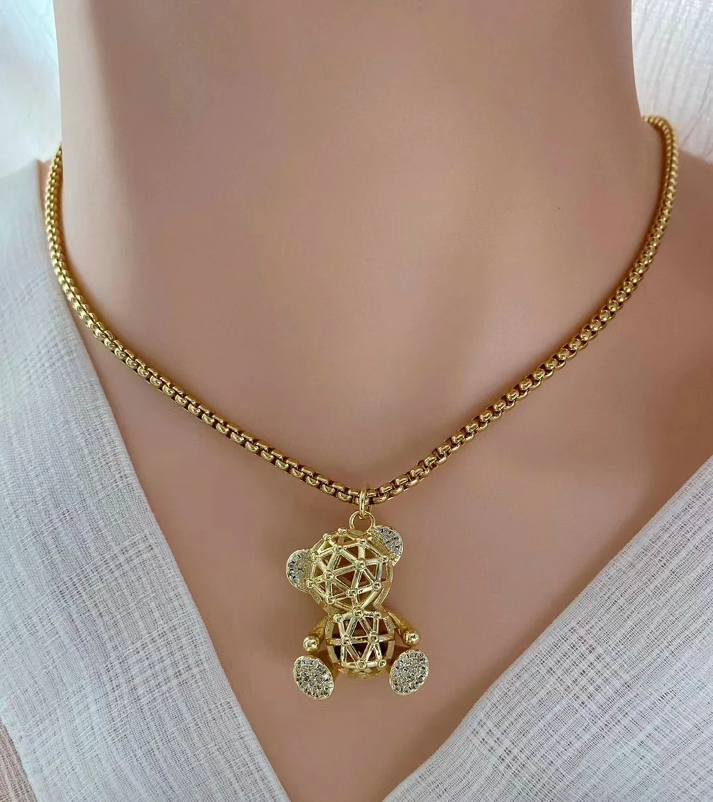 Модные ювелирные изделия ожерелье с подвеской в виде медведя милое для женщин