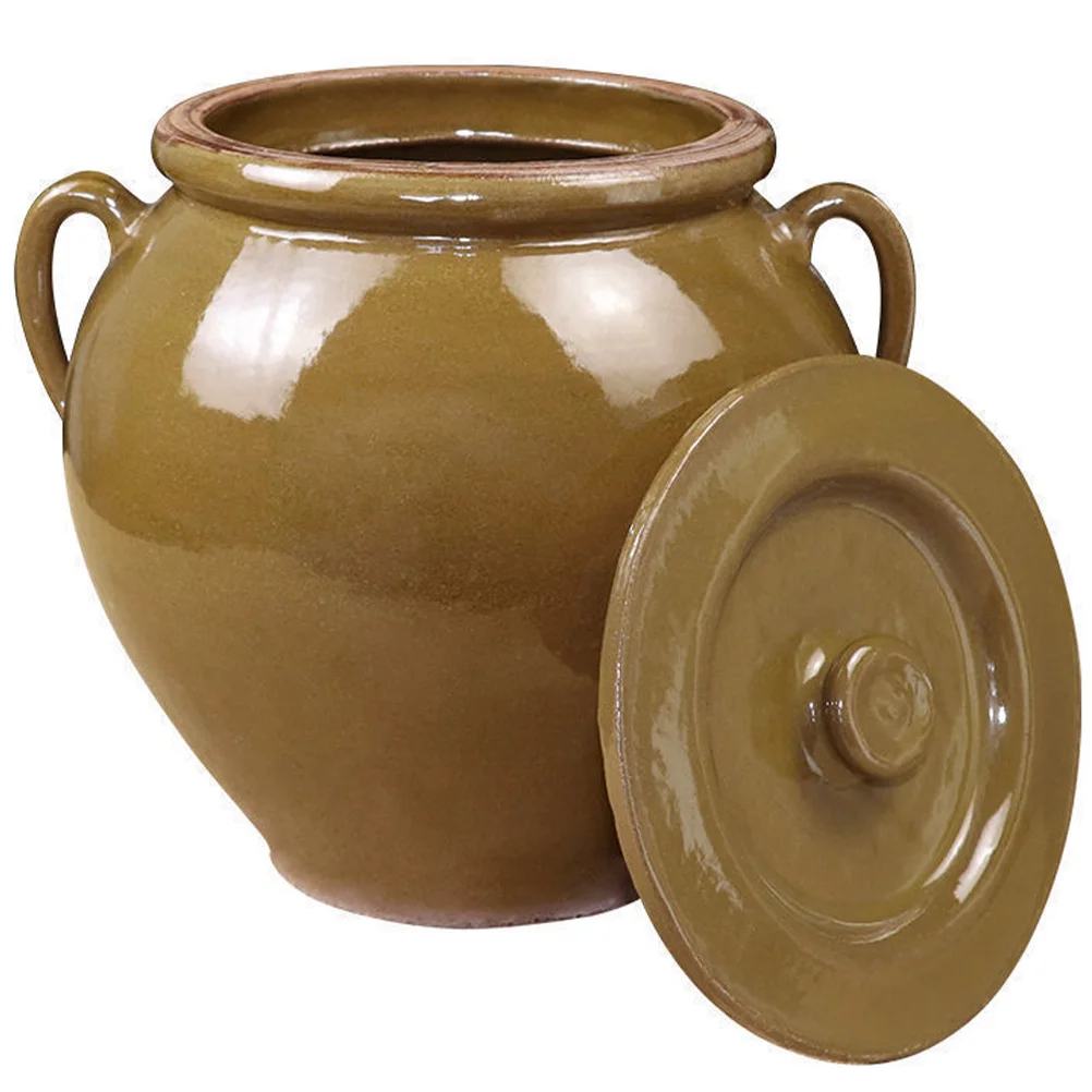 

Vintage Style Lard Holder Ceramic Pickle Jar Ceramic Rice Preservation Canister Spice Holder