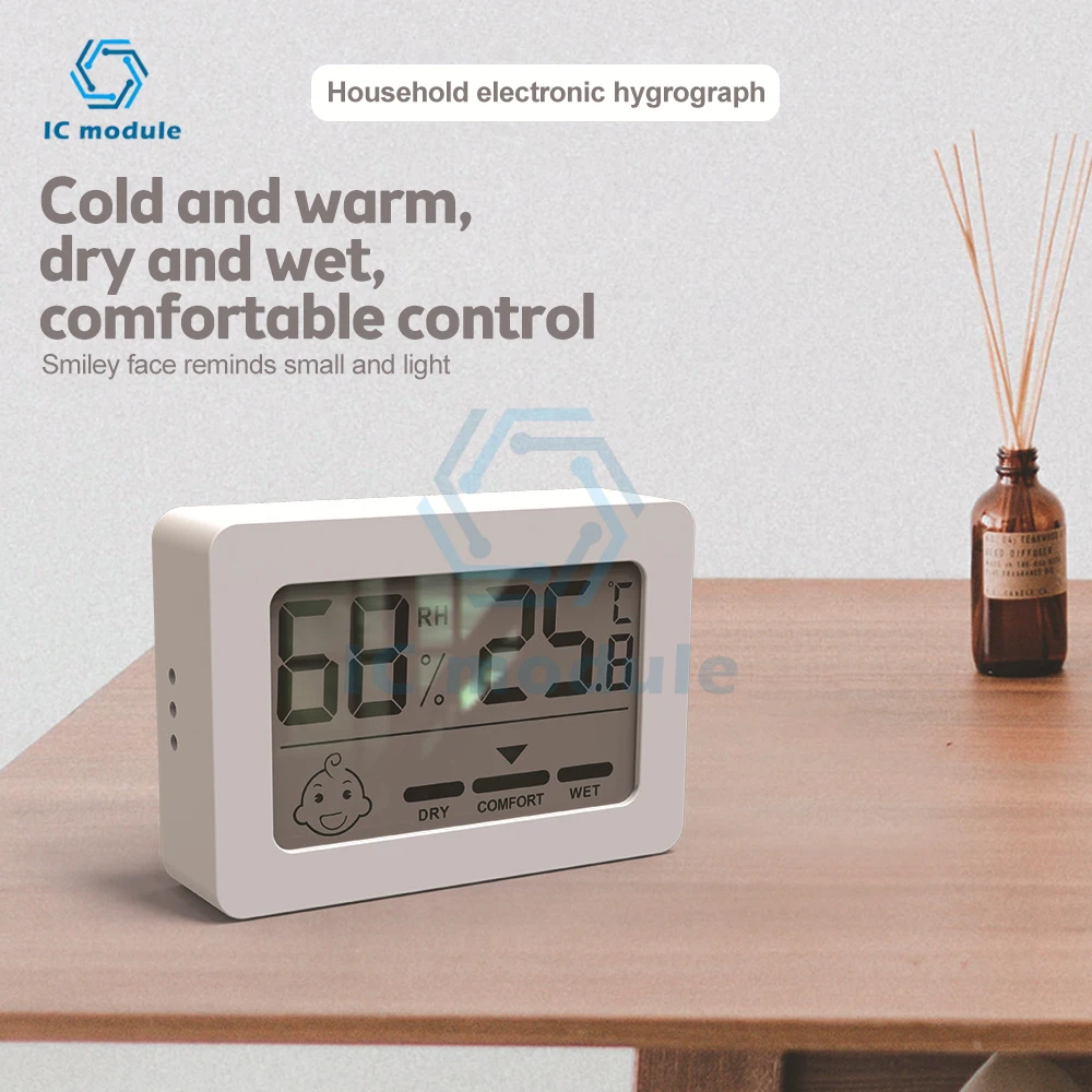

Digital Hygrometer Thermometer Indoor Temperature Humidity Monitor Gauge With Facial Icons Electronic Thermo-Hygrometer