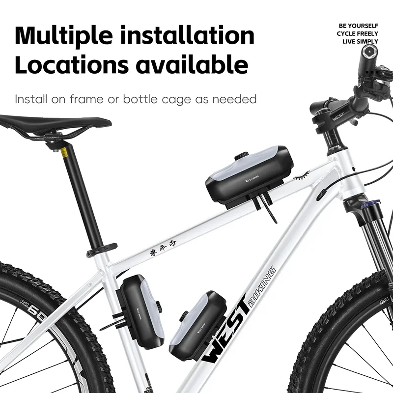 Фото WEST BIKING Велосипедный ящик для инструментов с паролем, сумка на раму велосипеда, непромокаемый противоугонный ящик для инструментов, ящик для хранения очков, аксессуары для горного велосипеда №1