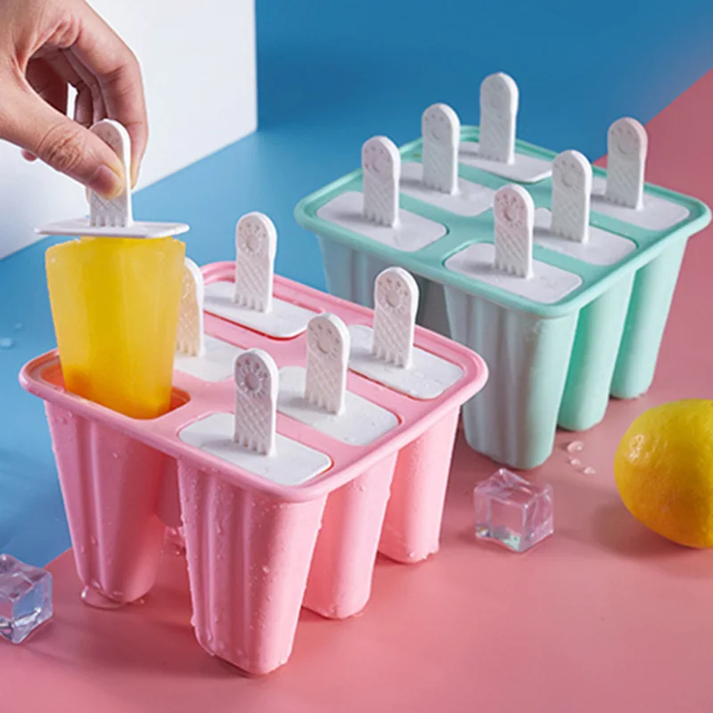 

New 4/6/10 Compartment Silicone Ice Lolly Ice-cream Mould Handle Stick Ice Mould Diy Homemade Ice Cubes
