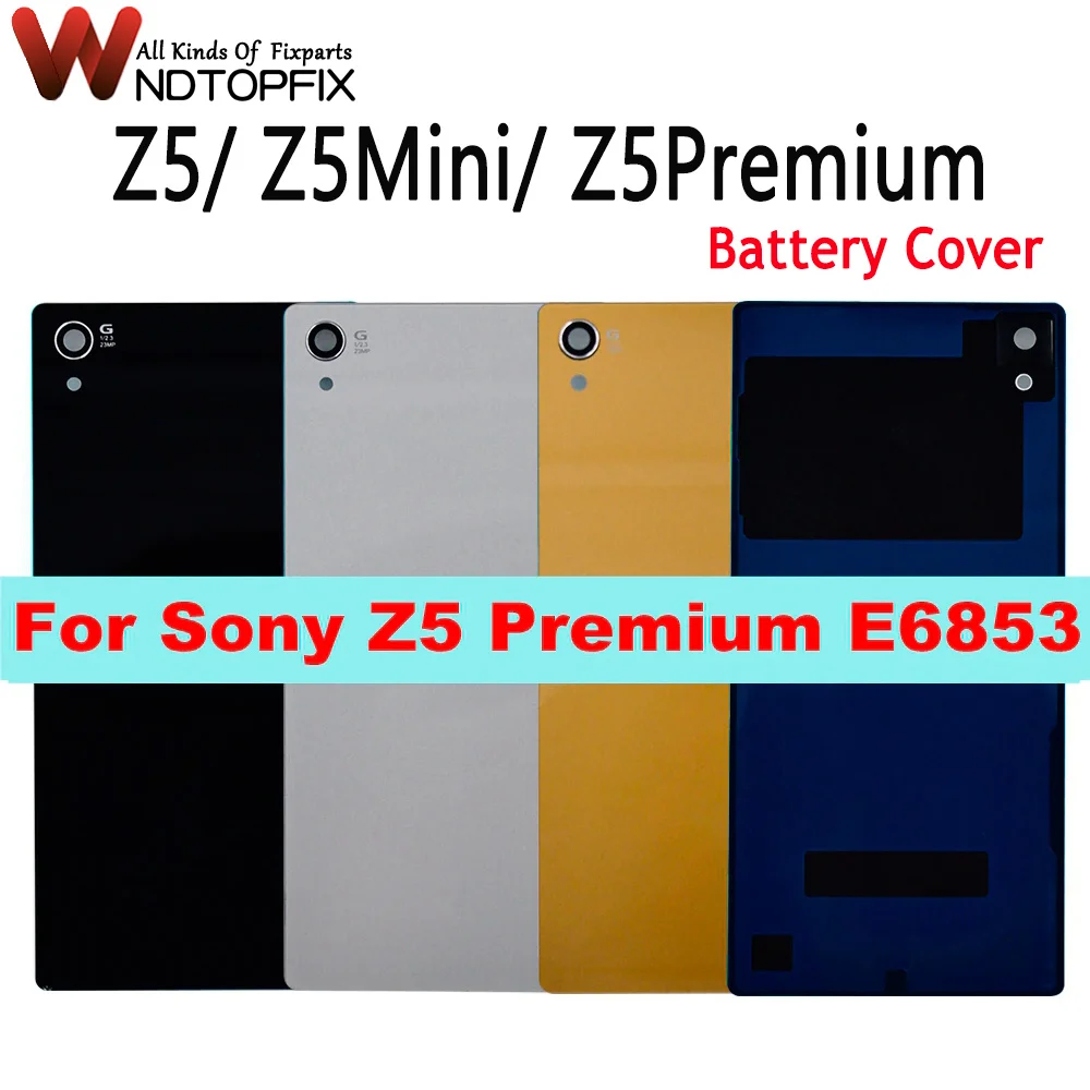 

For Sony Xperia Z5 Premium Battery Cover glass Z5 Premium E6853 E6883 E6833 5.5 inch Housing Battery Back Cove+Sticker Glue