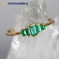 jovovasmile gorgeous green emerald baguette ring 0 4carat gemstone moissanite wedding engagement gift for special lucky lady