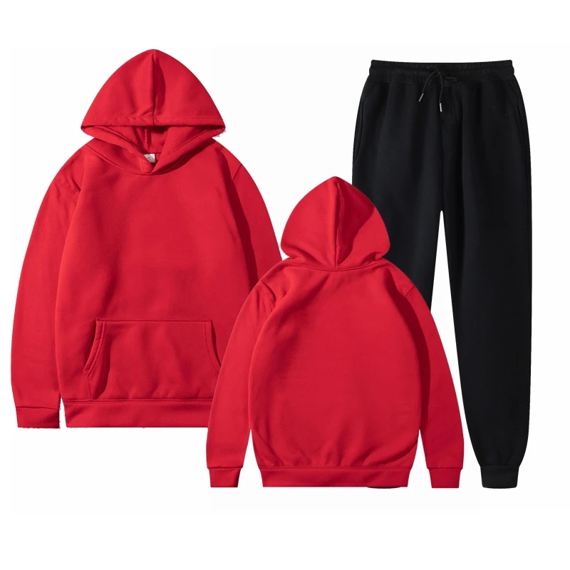 

Men Sets Hoodie+Pants Two-Pieces Casual Solid Color SweatSuit Men Fashion Sportswear Brand Set Tracksuit Male LKK