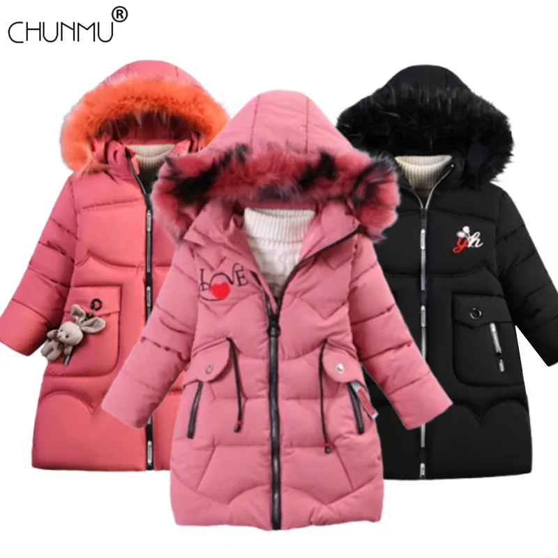 Новое теплое зимнее пальто для девочек модная детская куртка с капюшоном и