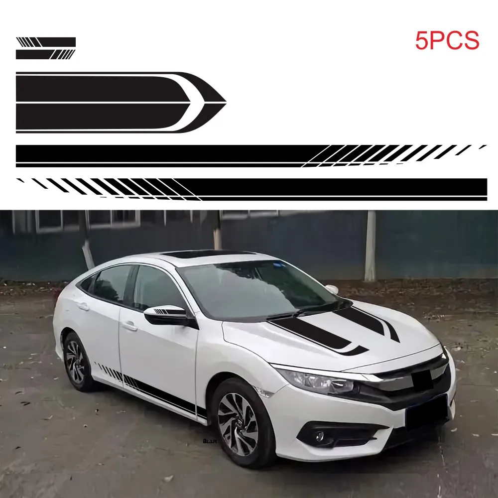 

6PCS Racing Stripe Car stickers For Toyota Ford BMW Benz VW decorative hood door side mirrors Universal vinyl decal accessories