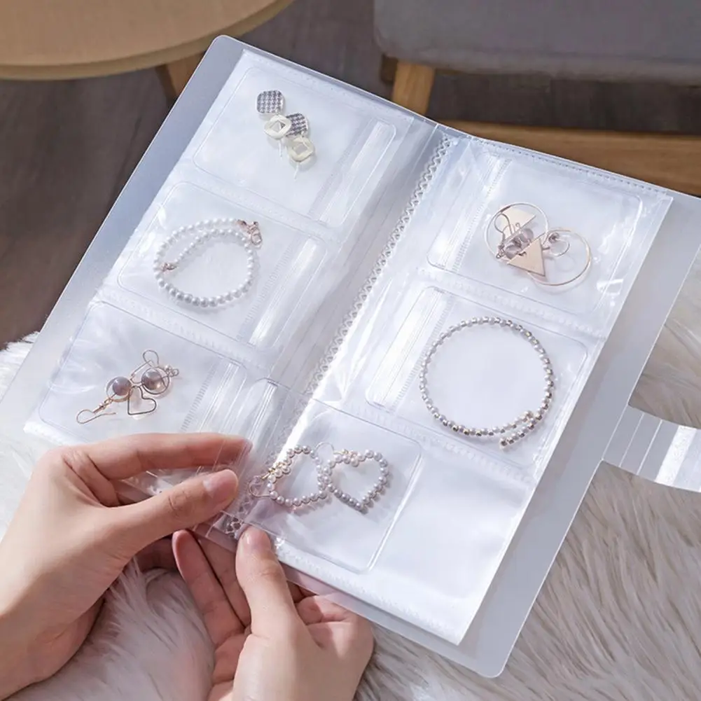 

1 Set Jewelry Book Organizer Folder Booklets 84/160 Grids Anti Oxidation Visible Jewelry Storage Albums Desktop Drawer Organizer