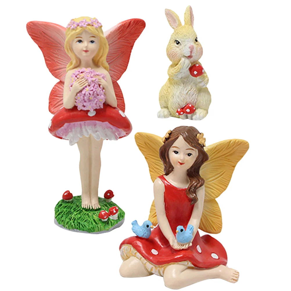

Fairy Decor Garden Statue Flower Rabbit Tiny Decoration Figurinesmicro Landscaping Fairies Ornaments Model Ornament