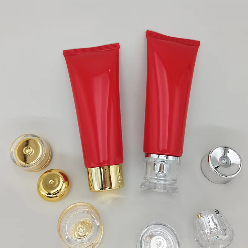 

30pcs 100g Empty PE Cosmetics Hose, Red Package,Facial Cleanser,Hand Cream,Body Lotion,Screw cap Cosmetic packaging