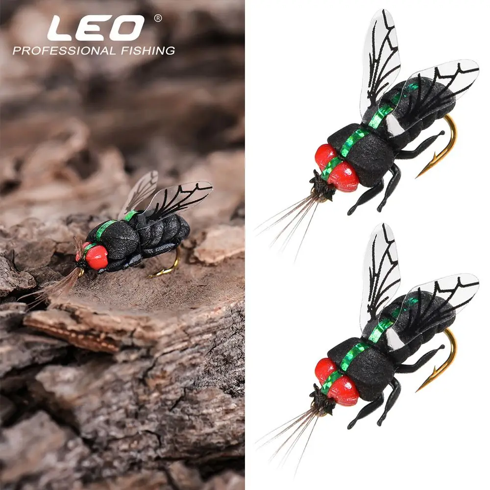 

2PCS Portable Swimbaits Artificial Insect Crank Woolly Worm Brown Caddis Fly Trout Fishing Lures Bionic Bait