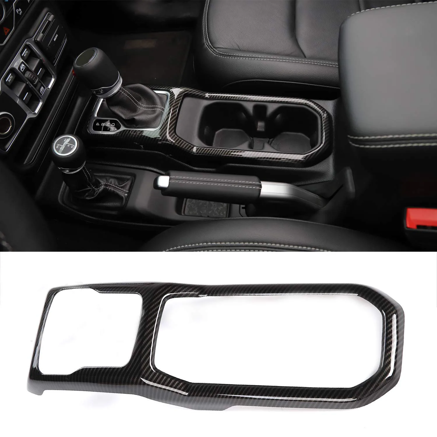

Gear Shift Panel Cover Frame Interior Trim for 2018-2019 Jeep Wrangler JL Car Accessories(Carbon Fiber)