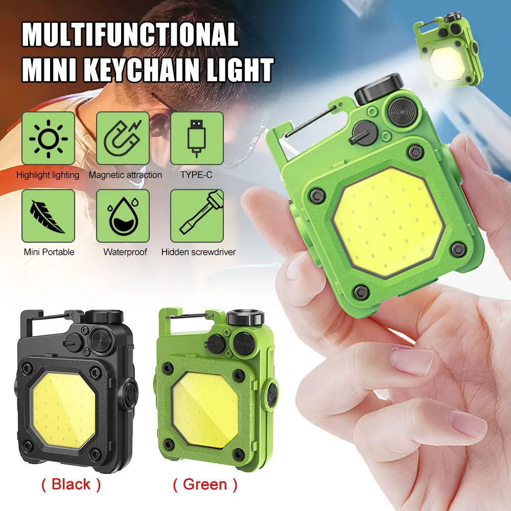 Mini Pocket FlashLight Portable COB Keychain Magnetic Light 