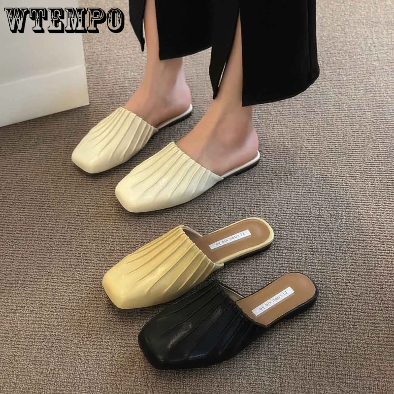 

Женские сандалии на плоской подошве WTEMPO, обувь во французском стиле, открытые туфли на плоской подошве с круглым носком, Прямая поставка